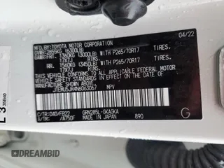2022 Toyota 4Runner SR5 with VIN JTEMU5JR4N6063067, listed as a Copart auction lot 43328195 with 62,285 mi miles and Clean title. Bid and sale history available at DreamBid. Image 14.