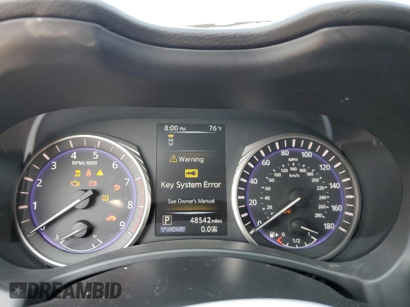2019 Infiniti Q50 Luxe with VIN JN1EV7AR7KM557600, listed as a Copart auction lot 65713405 with 48,542 mi miles and Salvage title. Bid and sale history available at DreamBid. Image 9.