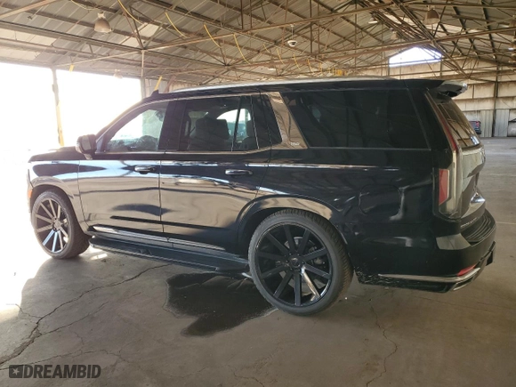 2021 Cadillac Escalade Premium Luxury with VIN 1GYS4CKL6MR263319, listed as a Copart auction lot 80558024 with 40,348 mi miles and Salvage Title. Bid and sale history available at carsss.com. Image 2.