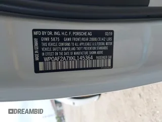 2019 Porsche Panamera Turbo с VIN WP0AF2A7XKL145364, выставлен на аукционе IAAI как лот 42206095 с пробегом 65 454 миль миль и . История ставок и продаж доступна на DreamBid. Изображение 9.