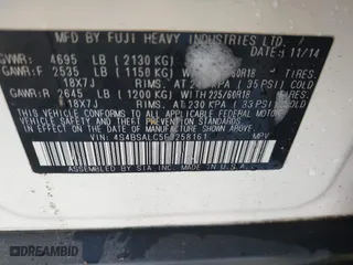 2015 Subaru Outback 2.5i Limited with VIN 4S4BSALC5F3258161, listed as a IAAI auction lot 41752985 with 127,644 mi miles. Bid and sale history available at carsss.com. Image 9.