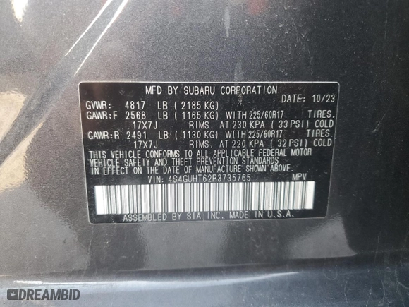2024 Subaru Crosstrek Wilderness with VIN 4S4GUHT62R3735765, listed as a Copart auction lot 47534385 with 13,288 mi miles and Salvage Title. Bid and sale history available at carsss.com. Image 12.