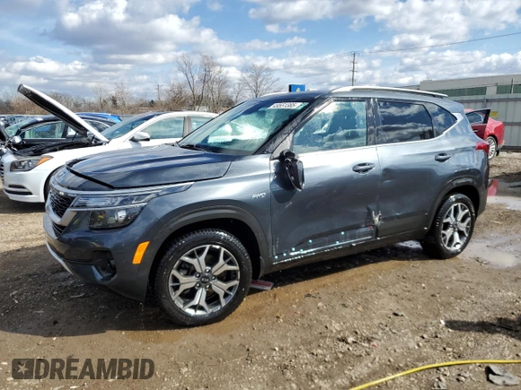 2021 Kia Seltos EX with VIN KNDERCAA9M7213448, listed as a Copart auction lot 49551385 with 58,771 mi miles and Salvage Title. Bid and sale history available at carsss.com. Image 1.