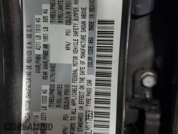 2020 Mazda 3 Premium with VIN 3MZBPBEM0LM117653, listed as a Copart auction lot 64423054 with Not Provided miles and Salvage Title. Bid and sale history available at DreamBid. Image 13.