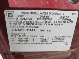 2001 Chevrolet Silverado 1500 LS with VIN 2GCEC19T311199096, listed as a IAAI auction lot 41919758 with 130,632 mi miles. Bid and sale history available at carsss.com. Image 9.