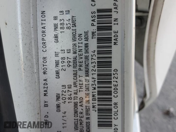 2015 Mazda 3 S Grand Touring with VIN JM1BM1W34F1243754, listed as a Copart auction lot 87298974 with 111,328 mi miles and Salvage Title. Bid and sale history available at DreamBid. Image 14.