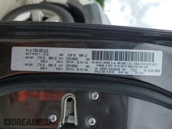 2017 Ram 1500 Big Horn z VIN 3C6RR7LT2HG594536, wystawiony jako Copart lot #56361535 z przebiegiem 144 175 mil mil oraz Szkoda całkowita • Salvage title. Historia ofert i sprzedaży dostępna na DreamBid. Obrazek 12.