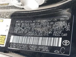2018 Toyota Prius Two with VIN JTDKBRFU9J3061915, listed as a IAAI auction lot 41840107 with 62,782 mi miles and . Bid and sale history available at carsss.com. Image 9.