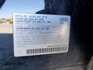 2016 Audi Q5 Premium Plus with VIN WA1D7AFP3GA106349, listed as a Copart auction lot 53580065 with 122,464 mi miles and Salvage title. Bid and sale history available at DreamBid. Image 13.