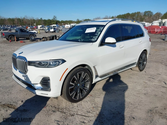 2020 BMW X7 xDrive40i with VIN 5UXCW2C05L9C18696, listed as a IAAI auction lot 41598890 with 102,599 mi miles. Bid and sale history available at carsss.com. Image 2.