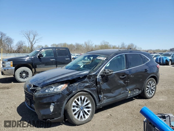 2020 Ford Escape Titanium with VIN 1FMCU9J97LUA55895, listed as a Copart auction lot 53058785 with 70,988 mi miles and Salvage title. Bid and sale history available at DreamBid. Image 1.