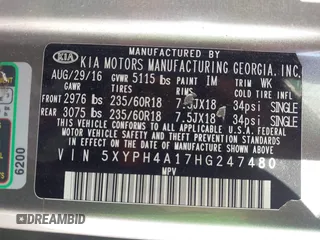 2017 Kia Sorento EX with VIN 5XYPH4A17HG247480, listed as a IAAI auction lot 41451143 with 124,423 mi miles and . Bid and sale history available at DreamBid. Image 9.