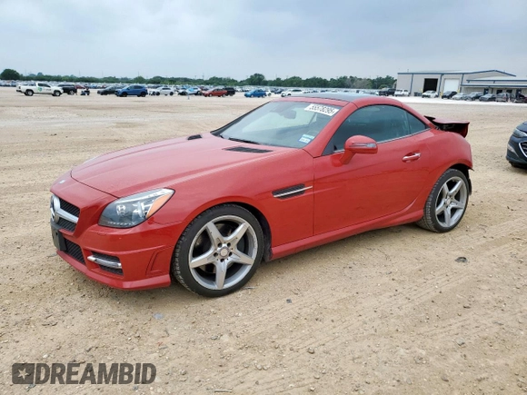 2013 Mercedes-Benz SLK 250 with VIN WDDPK4HA4DF063771, listed as a Copart auction lot 55578295 with 64,339 mi miles and Salvage title. Bid and sale history available at DreamBid. Image 1.
