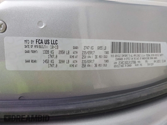 2020 Chrysler Pacifica Touring L with VIN 2C4RC1BG2LR127986, listed as a IAAI auction lot 42419518 with 107,618 mi miles and . Bid and sale history available at DreamBid. Image 9.