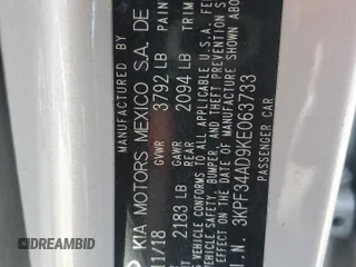2019 Kia Forte S with VIN 3KPF34AD9KE063733, listed as a Copart auction lot 45728305 with 172,059 mi miles and Salvage Title. Bid and sale history available at carsss.com. Image 14.