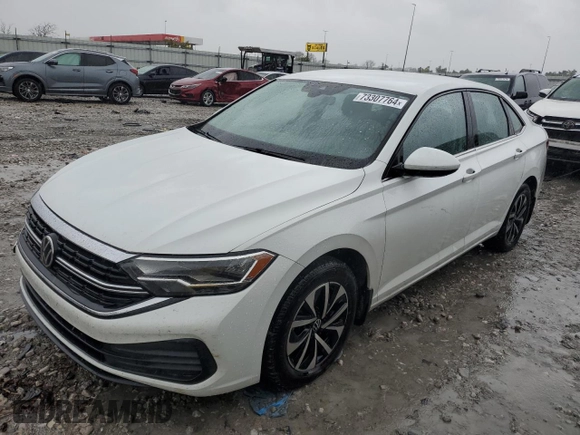 2023 Volkswagen Jetta S with VIN 3VW4M7BU4PM008220, listed as a Copart auction lot 73307764 with 58,386 mi miles and Salvage title. Bid and sale history available at DreamBid. Image 1.