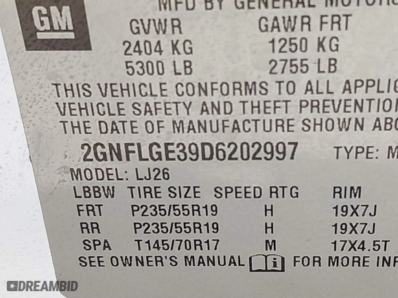 2013 Chevrolet Equinox LTZ with VIN 2GNFLGE39D6202997, listed as a IAAI auction lot 41871808 with 130,965 mi miles. Bid and sale history available at carsss.com. Image 9.