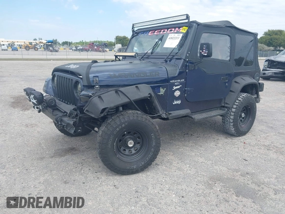 1997 Jeep Wrangler Sport with VIN 1J4FY19S2VP481780, listed as a IAAI auction lot 41822213 with 156,629 mi miles. Bid and sale history available at carsss.com. Image 17.