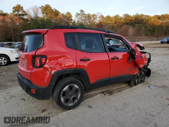 2017 Jeep Renegade Sport with VIN ZACCJBAB5HPF02529, listed as a Copart auction lot 80759394 with 130,906 mi miles and Salvage Title. Bid and sale history available at carsss.com. Image 3.