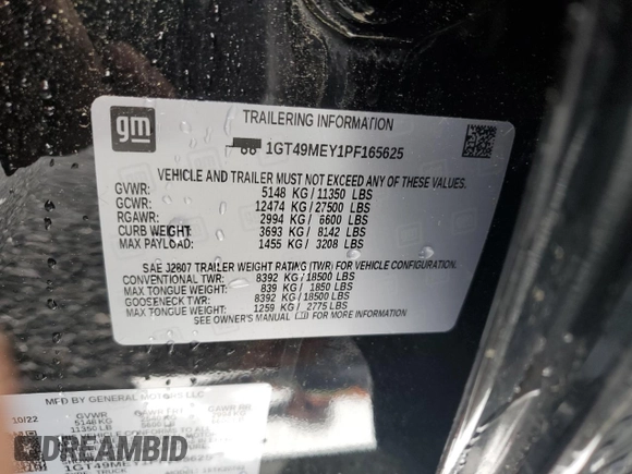 2018 GMC Sierra 2500HD SLE z VIN 1GT49MEY1PF165625, wystawiony jako Copart lot #58934545 z przebiegiem 27 985 mil mil oraz Szkoda całkowita • Salvage title. Historia ofert i sprzedaży dostępna na DreamBid. Obrazek 12.