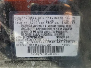 2019 Nissan Versa SV with VIN 3N1CN7AP3KL853861, listed as a Copart auction lot 60297415 with 118,486 mi miles and Salvage title. Bid and sale history available at DreamBid. Image 12.