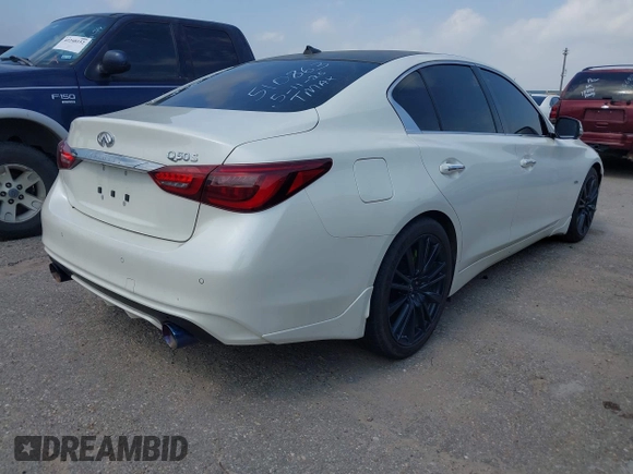 2019 Infiniti Q50 Luxe with VIN JN1EV7AP4KM510863, listed as a IAAI auction lot 42251042 with 54,156 mi miles and . Bid and sale history available at DreamBid. Image 4.