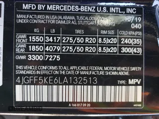 2020 Mercedes-Benz GLS 450 z VIN 4JGFF5KE6LA132513, wystawiony jako Copart lot #53993955 z przebiegiem 76 140 mil mil oraz Szkoda całkowita • Salvage title. Historia ofert i sprzedaży dostępna na DreamBid. Obrazek 13.