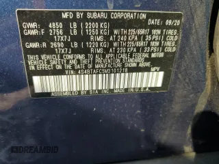 2021 Subaru Outback Premium with VIN 4S4BTAFC5M3101218, listed as a Copart auction lot 58710095 with 48,700 mi miles and Salvage title. Bid and sale history available at DreamBid. Image 13.