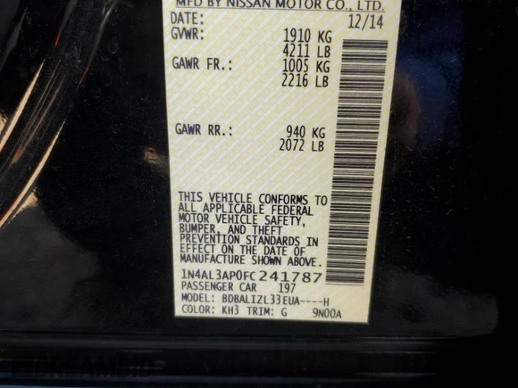 2015 Nissan Altima SV z VIN 1N4AL3AP0FC241787, wystawiony jako Copart lot #52039465 z przebiegiem 158 922 mil mil oraz Czysty tytuł • Clean title. Historia ofert i sprzedaży dostępna na DreamBid. Obrazek 14.