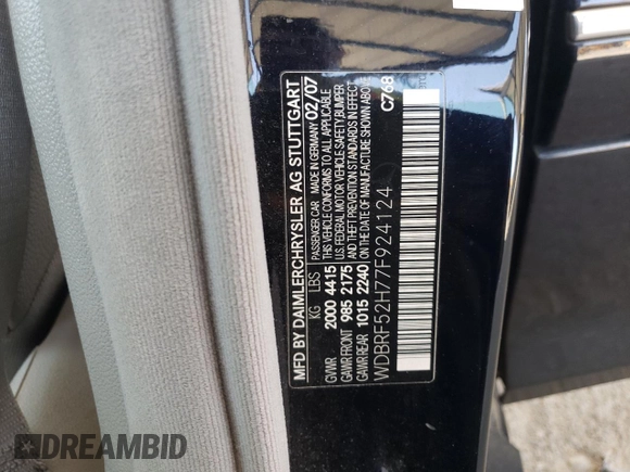 2007 Mercedes-Benz C 230 Sport с VIN WDBRF52H77F924124, выставлен на аукционе Copart как лот 59663595 с пробегом 126 935 миль миль и Списание • Salvage title. История ставок и продаж доступна на DreamBid. Изображение 12.