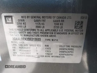 2013 Chevrolet Equinox LT with VIN 2GNALDEK2D6313603, listed as a IAAI auction lot 42103529 with 112,487 mi miles. Bid and sale history available at carsss.com. Image 9.