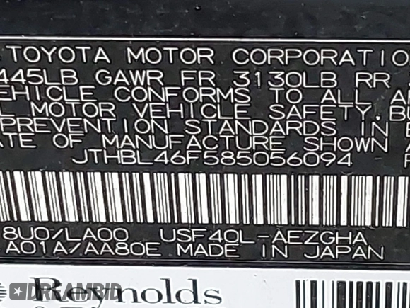 2008 Lexus LS 460 z VIN JTHBL46F585056094, wystawiony jako IAAI lot #40850163 z przebiegiem 115 854 mil mil oraz . Historia ofert i sprzedaży dostępna na DreamBid. Obrazek 9.