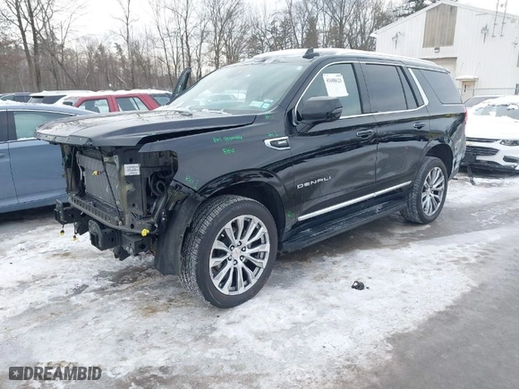 2023 GMC Yukon Denali with VIN 1GKS2DKL1PR490069, listed as a IAAI auction lot 41608625 with 14,481 mi miles. Bid and sale history available at carsss.com. Image 2.