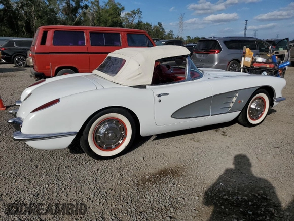 1959 Chevrolet Corvette с VIN J59S104156, выставлен на аукционе Copart как лот 80941704 с пробегом 29 693 миль миль и Списание • Salvage title. История ставок и продаж доступна на DreamBid. Изображение 3.