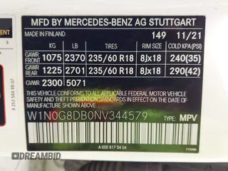 2022 Mercedes-Benz GLC with VIN W1N0G8DB0NV344579, listed as a IAAI auction lot 41915425 with 30,483 mi miles. Bid and sale history available at carsss.com. Image 9.
