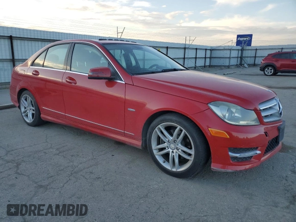 2012 Mercedes-Benz C 250 Sport with VIN WDDGF4HB7CR237214, listed as a Copart auction lot 55521725 with Not Provided miles and Salvage Title. Bid and sale history available at DreamBid. Image 4.