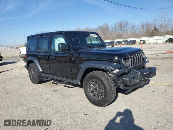 2024 Jeep Wrangler Sport S with VIN 1C4PJXDG0RW260789, listed as a Copart auction lot 49603305 with 4,125 mi miles and Salvage Title. Bid and sale history available at DreamBid. Image 4.