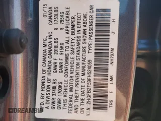 2015 Honda Civic LX z VIN 2HGFB2F59FH524059, wystawiony jako Copart lot #54920215 z przebiegiem 211 307 mil mil oraz Szkoda całkowita • Salvage title. Historia ofert i sprzedaży dostępna na DreamBid. Obrazek 12.