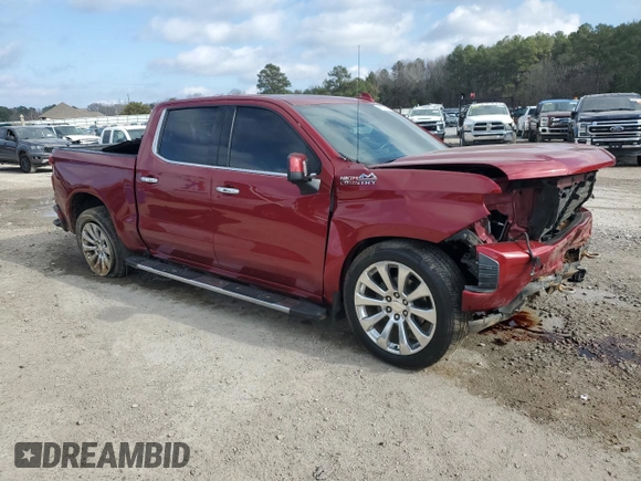 2019 Chevrolet Silverado 1500 High Country with VIN 1GCUYHED6KZ144591, listed as a Copart auction lot 44227195 with 133,494 mi miles and Salvage Title. Bid and sale history available at carsss.com. Image 4.