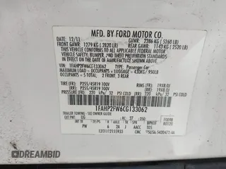 2012 Ford Taurus Limited с VIN 1FAHP2FW6CG133062, выставлен на аукционе IAAI как лот 42553267 с пробегом 221 095 миль миль и . История ставок и продаж доступна на DreamBid. Изображение 9.