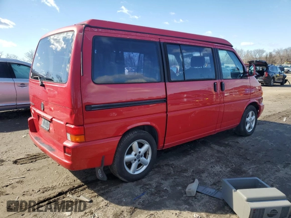 2001 Volkswagen EuroVan MV with VIN WV2NB47051H127991, listed as a Copart auction lot 45369215 with 72,763 mi miles and Salvage Title. Bid and sale history available at DreamBid. Image 3.