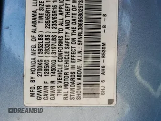 2006 Honda Odyssey EX-L z VIN 5FNRL38686B025733, wystawiony jako Copart lot #57657425 z przebiegiem 214 303 mil mil oraz Szkoda całkowita • Salvage title. Historia ofert i sprzedaży dostępna na DreamBid. Obrazek 13.