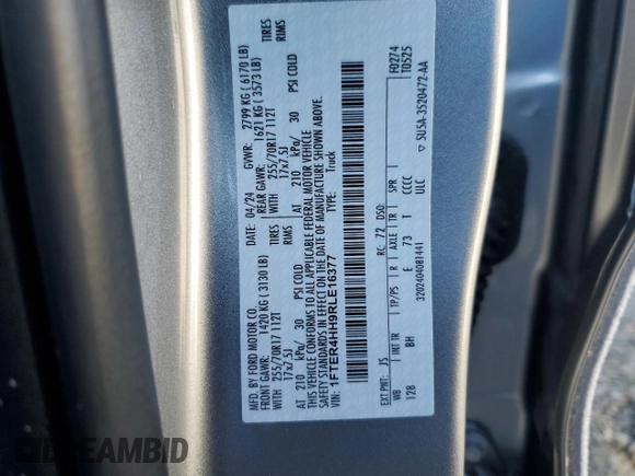 2024 Ford Ranger XLT with VIN 1FTER4HH9RLE16377, listed as a Copart auction lot 88480975 with 387 mi miles and Salvage Title. Bid and sale history available at carsss.com. Image 12.