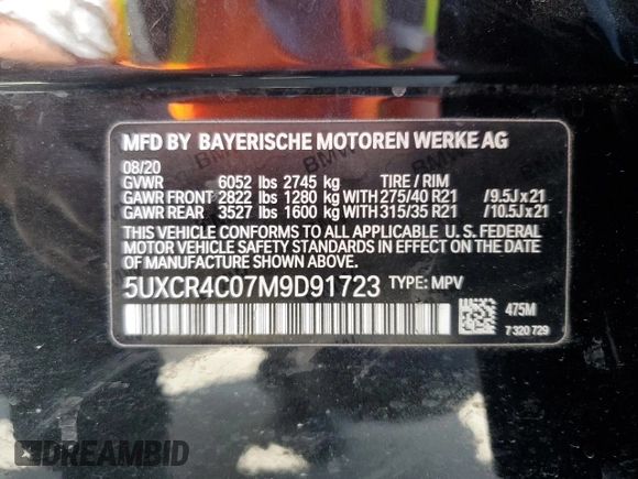 2021 BMW X5 sDrive40i z VIN 5UXCR4C07M9D91723, wystawiony jako Copart lot #54244835 z przebiegiem 113 128 mil mil oraz Szkoda całkowita • Salvage title. Historia ofert i sprzedaży dostępna na DreamBid. Obrazek 13.