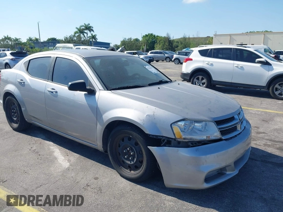 2014 Dodge Avenger SE z VIN 1C3CDZABXEN144465, wystawiony jako IAAI lot #42329687 z przebiegiem 183 368 mil mil oraz . Historia ofert i sprzedaży dostępna na DreamBid. Obrazek 1.