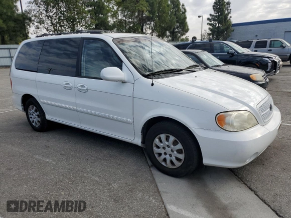 2005 Kia Sedona LX with VIN KNDUP132356623195, listed as a Copart auction lot 46623545 with 173,049 mi miles and Salvage Title. Bid and sale history available at carsss.com. Image 4.