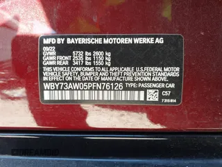 2023 BMW i4 eDrive40 z VIN WBY73AW05PFN76126, wystawiony jako IAAI lot #41856709 z przebiegiem 24 752 mil mil oraz . Historia ofert i sprzedaży dostępna na DreamBid. Obrazek 9.