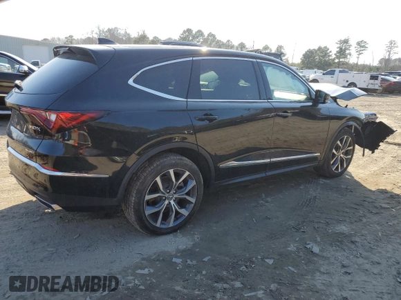 2022 Acura MDX w/Technology Package with VIN 5J8YE1H49NL037704, listed as a Copart auction lot 42837985 with 23,331 mi miles and Salvage Title. Bid and sale history available at carsss.com. Image 3.