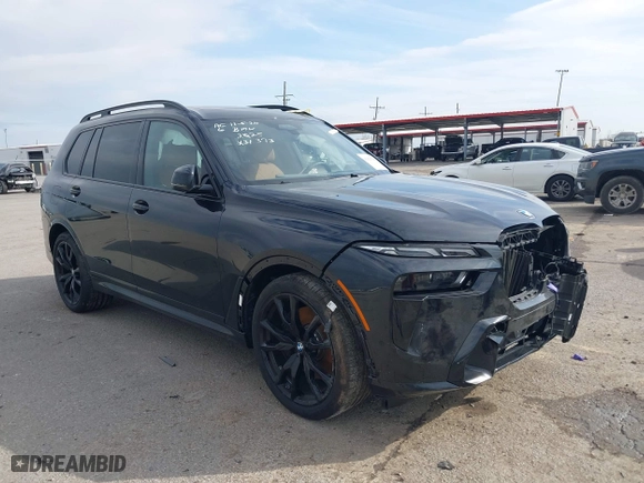 2025 BMW X7 xDrive40i with VIN 5UX23EM04S9X31373, listed as a IAAI auction lot 41429790 with 1,880 mi miles. Bid and sale history available at carsss.com. Image 1.