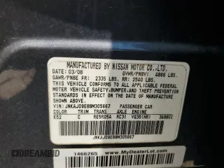 2008 Infiniti EX Journey with VIN JNKAJ09E88M305667, listed as a Copart auction lot 66666774 with 109,293 mi miles and Salvage Title. Bid and sale history available at carsss.com. Image 14.